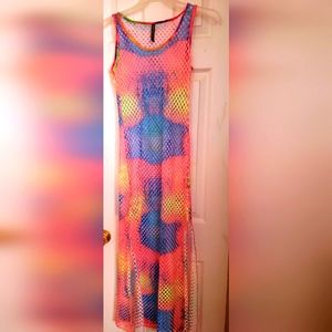 Netted multi colored dress or swim cover